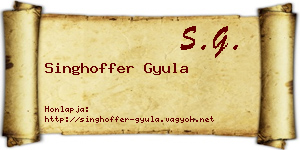Singhoffer Gyula névjegykártya